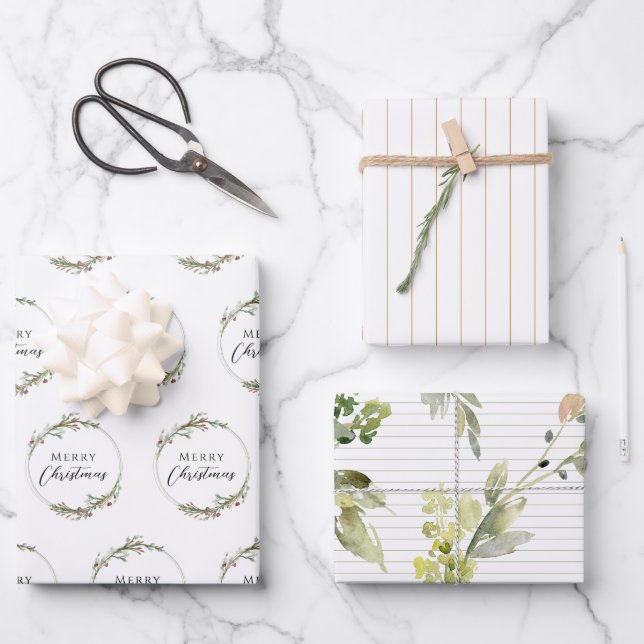 Ensemble de 3 feuilles plates de papier d'emballag (Recto)