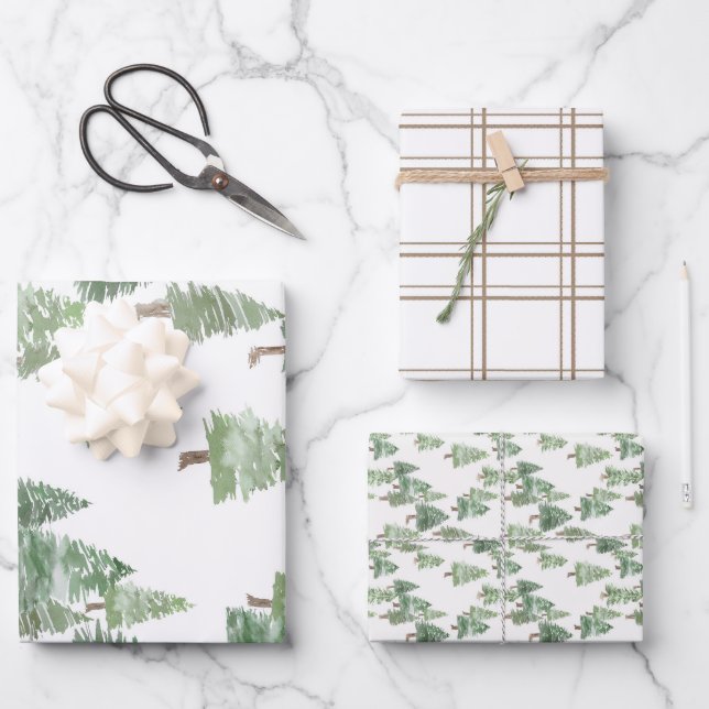 Ensemble de 3 feuilles plates de papier d'emballag (Recto)