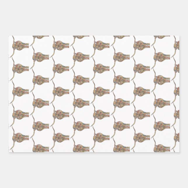 Ensemble de 3 feuilles plates de papier d'emballag (Devant 3)