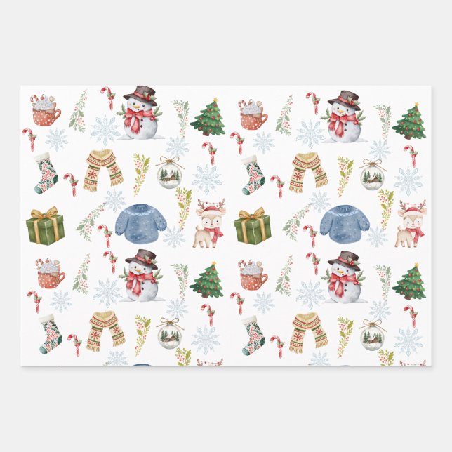 Ensemble de 3 feuilles plates de papier d'emballag (Devant)