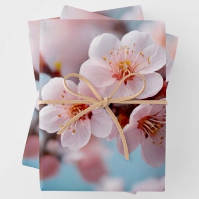 Ensemble de 3 feuilles plates de papier d'emballag (Make Mom’s gift extra special with this beautiful Mother’s Day wrapping paper.)