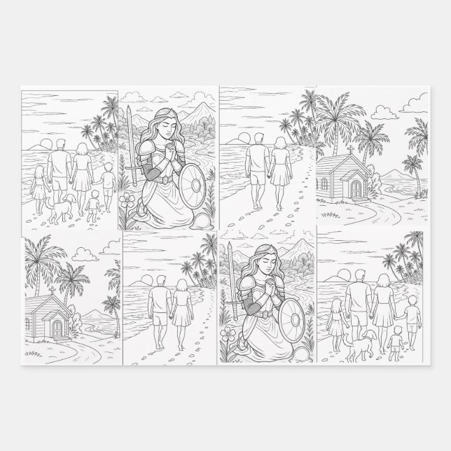Ensemble de 3 feuilles plates de papier d'emballag (Devant)