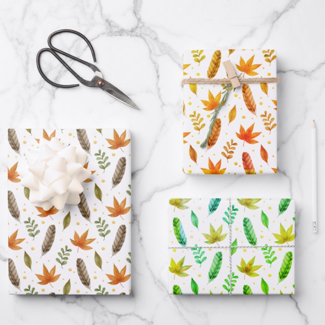 Ensemble de 3 feuilles plates de papier d'emballag (Recto)