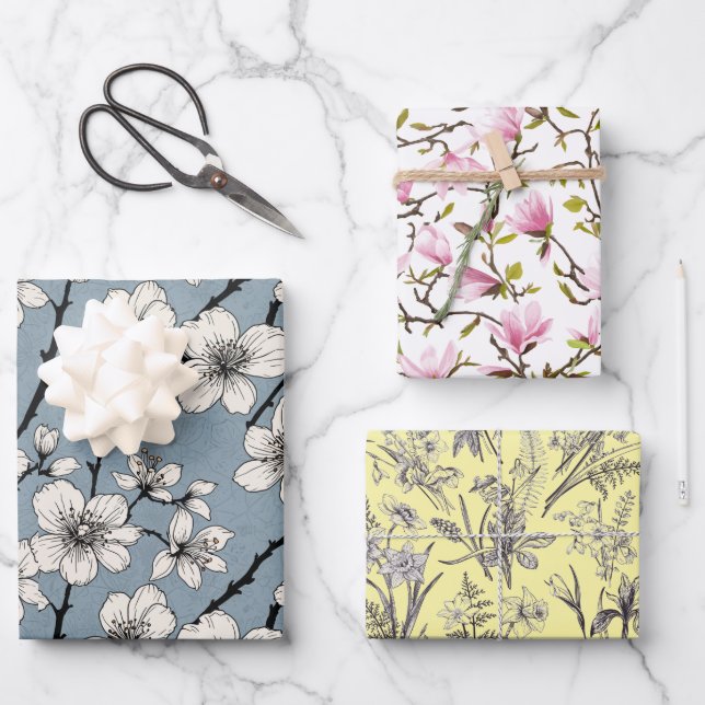 Ensemble de 3 feuilles plates de papier d'emballag (Recto)