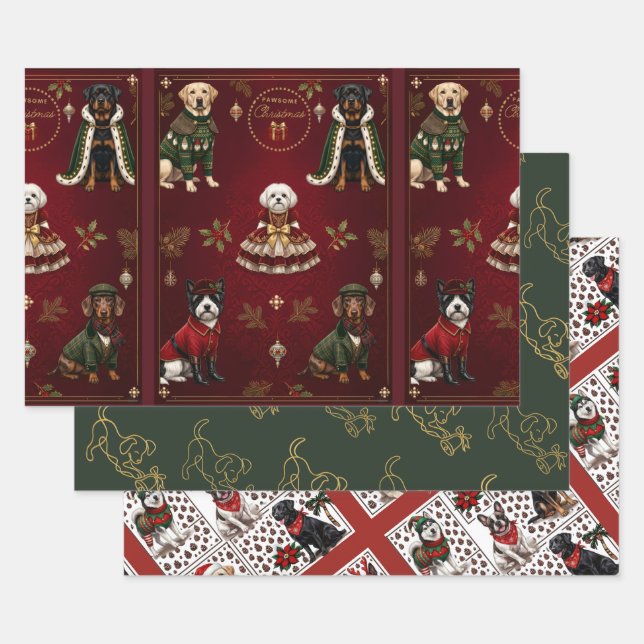 Ensemble de 3 feuilles plates pour emballage cadea (Lot)