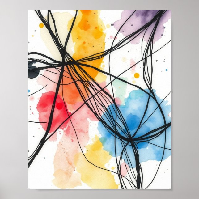 Ensemble de 3 impressions d'art abstrait moderne e (Devant)