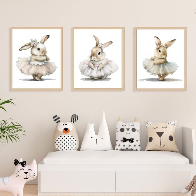 Ensemble De 3 Mignons Lapin Ballerina Girl Nursery (Créateur téléchargé)