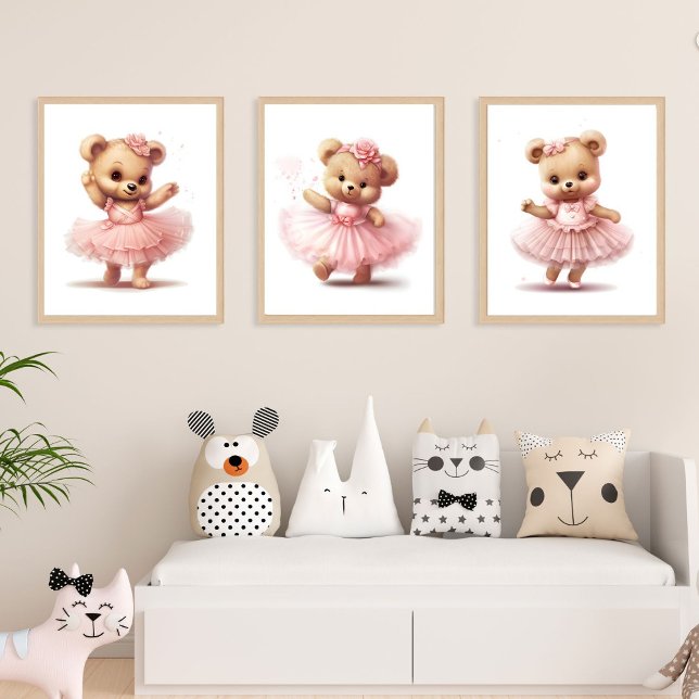 Ensemble De 3 Mignons Ours Ballerina Girls Nursery (Créateur téléchargé)
