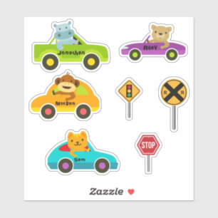 Ensemble De 4 Beaux Animaux Stickers Conduite