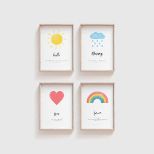Ensemble de 4 enfants bible verse art mur
