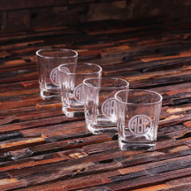 Ensemble de 4 lunettes à whisky gravées en cercle