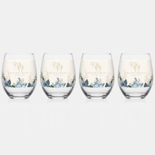 Ensemble de 4 verres à vin sans pied Fleur bleue p