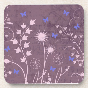 Ensemble de 6 dessous de verre à fleurs violettes