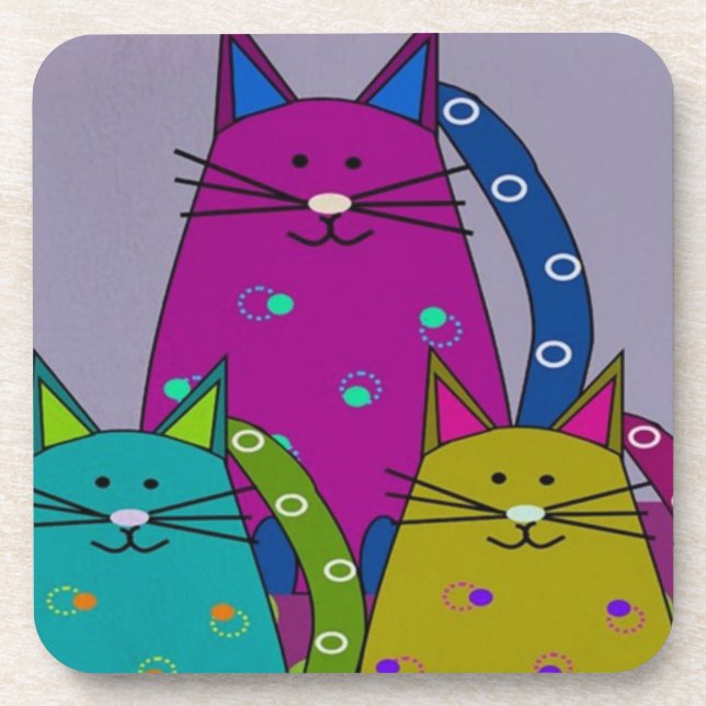 Ensemble de 6 Dessous de verre - Art folklorique - (Devant)