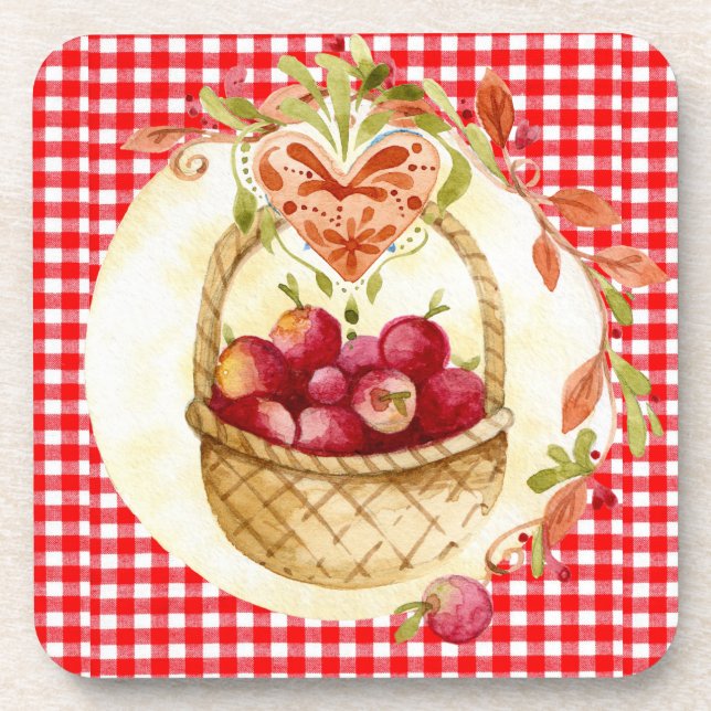 Ensemble de 6 dessous de verre Country Rouge Gingh (Devant)