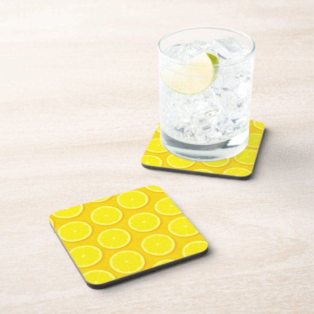 Ensemble de 6 dessous de verre jaunes en tranche d (Côté Droit)