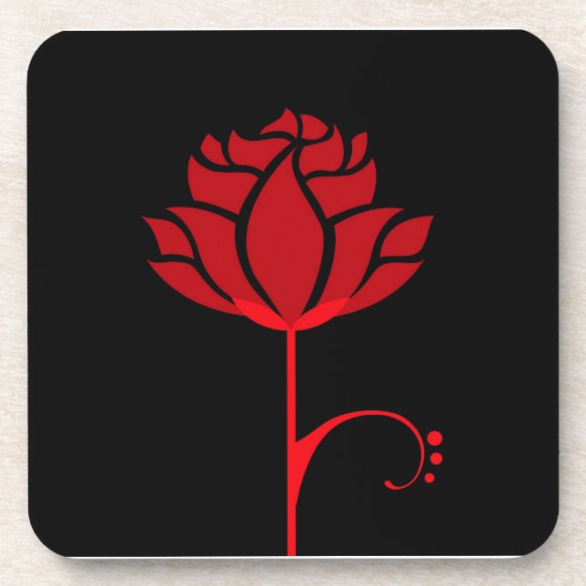 Ensemble de 6 dessous de verre Rose Rouge Élégante (Devant)