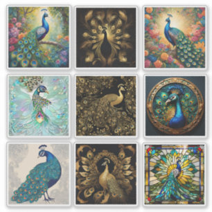 Ensemble de 9 Stickers Peacock