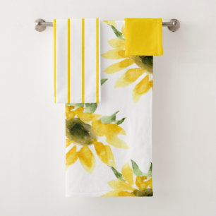 Ensemble de bain de tournesol brillant d'aquarelle