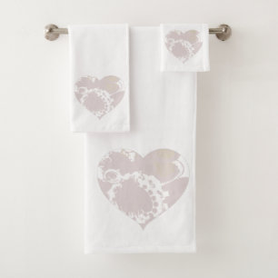 Ensemble de bain Lavande et Coeurs Floraux Blancs