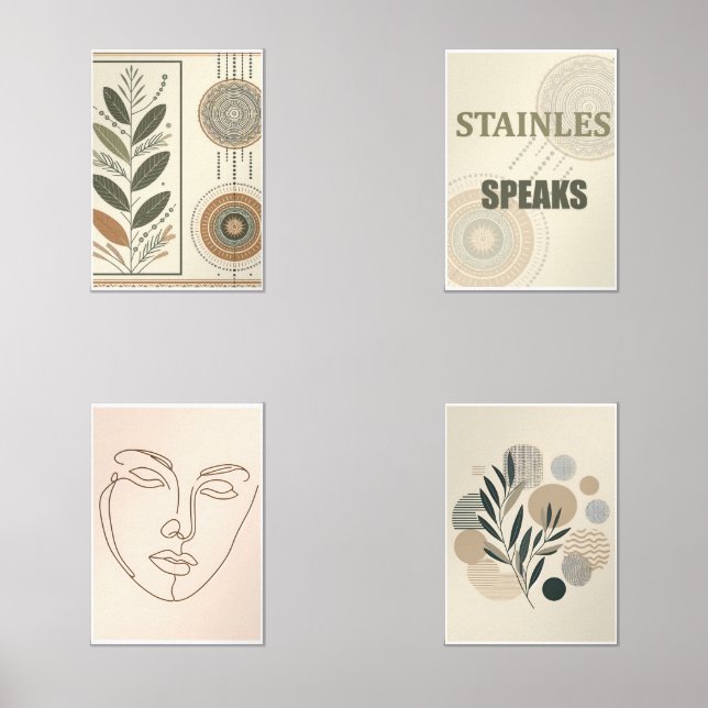 Ensemble de cadres muraux esthétiques Boho - Ensem (Recto)