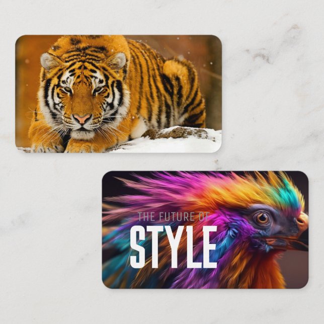Ensemble de cartes d'art animalier moderne – Tigre (Devant / Derrière)