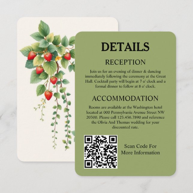 Ensemble de cartes de mariage vert sauge incluses (Devant / Derrière)