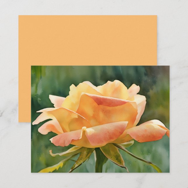 Ensemble de cartes de notes d'art de rose Gold Pea (Devant / Derrière)