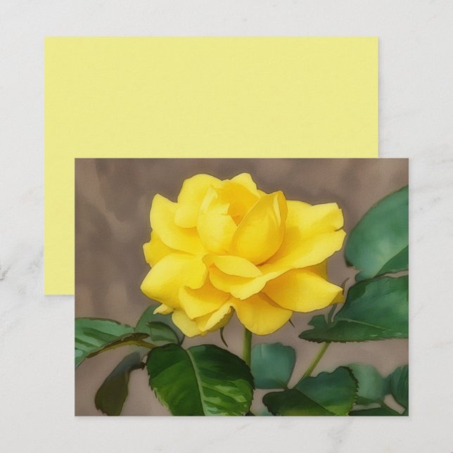 Ensemble de cartes de notes d'art de rose jaune (Devant / Derrière)