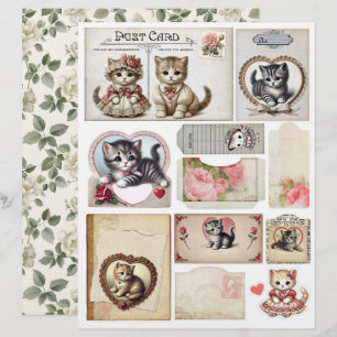 Ensemble de chatons de style vintage et éphemera