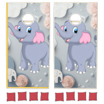 Ensemble de cornhole éléphant bébé bleu mignon