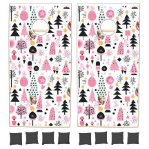 Ensemble de cornhole rose girly Noël vintage Santa