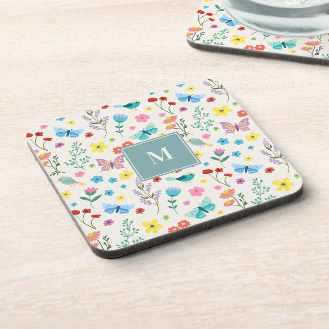 Ensemble de dessous de verre à monogramme à motif  (Côté gauche)