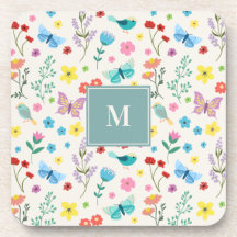Ensemble de dessous de verre à monogramme à motif