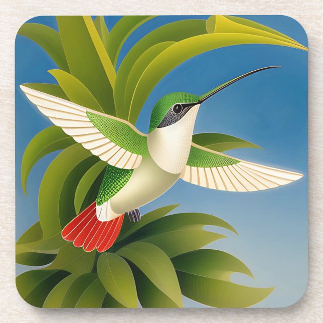 Ensemble de dessous de verre Art Déco Colibri (Devant)