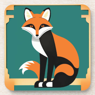 Ensemble de dessous de verre Art Déco Renard