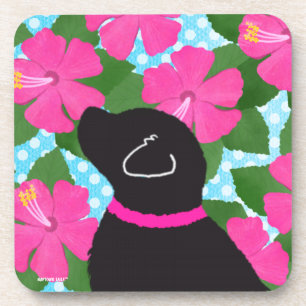Ensemble de dessous de verre Chien Noir de l'Île d
