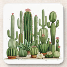 Ensemble de Dessous de verre de cactus vert Whimsi