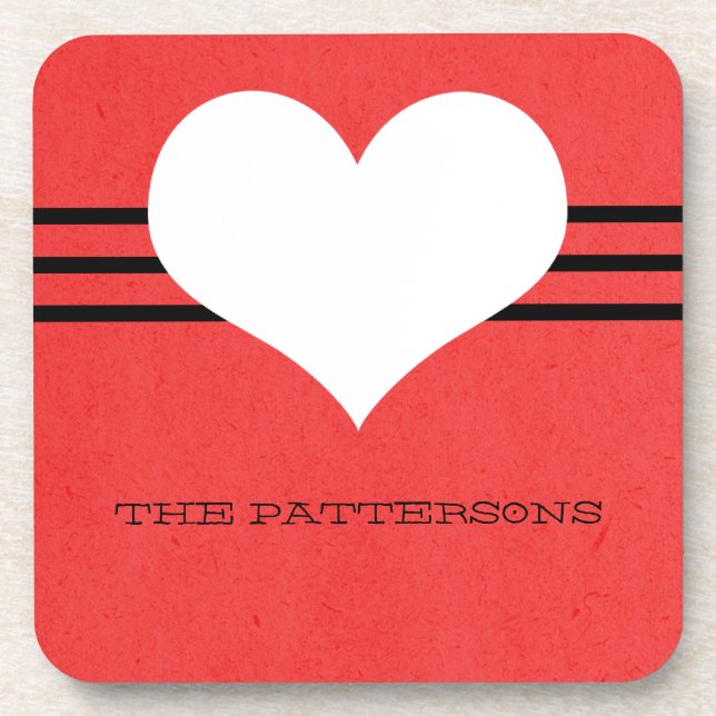 Ensemble de Dessous de verre de coeur Red Modern (Devant)