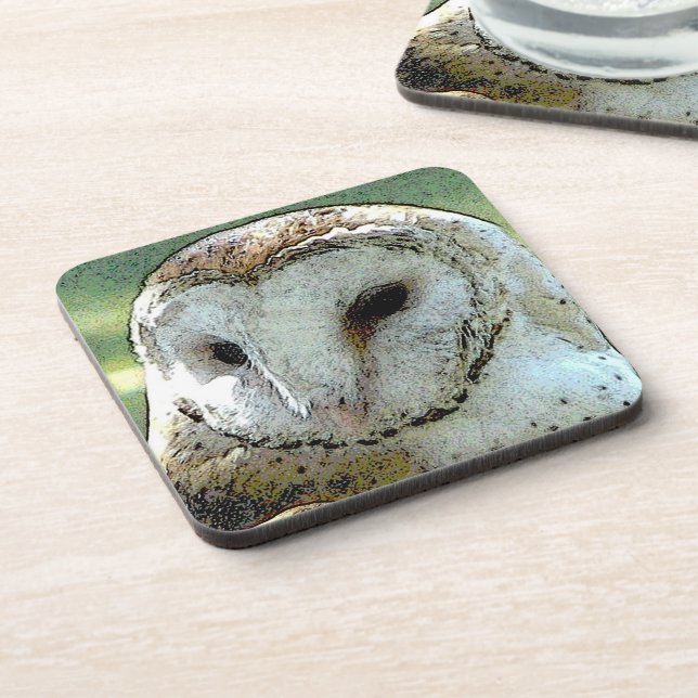Ensemble de dessous de verre de hibou de grange (Côté gauche)