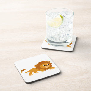 Ensemble de Dessous de verre de Lion Cartoon Smart