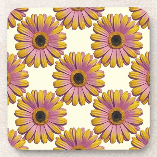 Ensemble de Dessous de verre de marguerites roses  (Devant)
