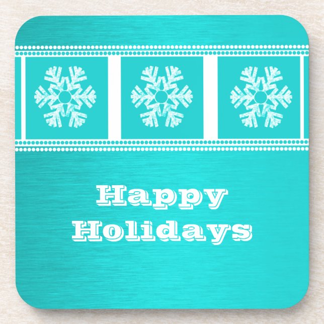 Ensemble de Dessous de verre de Snowflakes, Aqua (Devant)