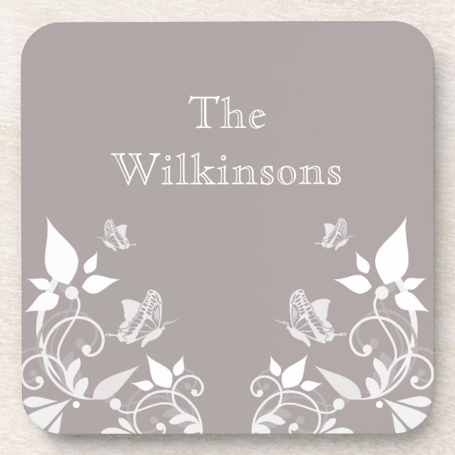 Ensemble de Dessous de verre floraux de papillons  (Devant)