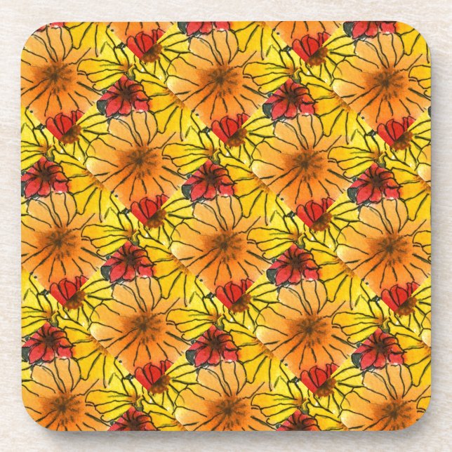 Ensemble de Dessous de verre floraux "Fiesty Flora (Devant)
