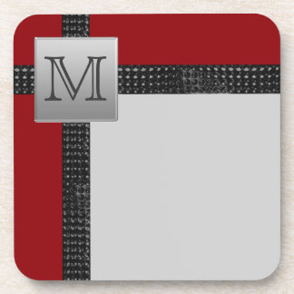Ensemble de Dessous de verre gris-noir rouge monog