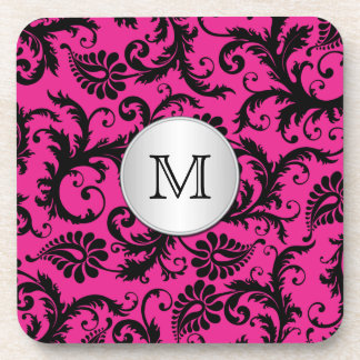 Ensemble de Dessous de verre Monogramme rose noir