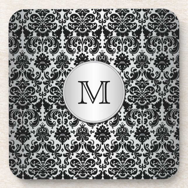 Ensemble de Dessous de verre Monogrammes Noir et A (Devant)