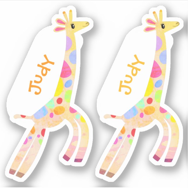 Ensemble de deux étiquettes de nom de girafe fanta (Devant)