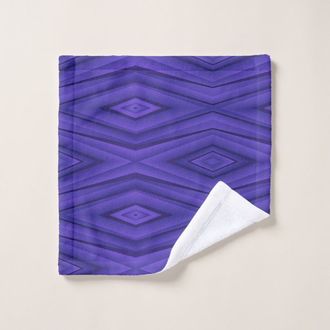 Ensemble de deux serviettes violettes à motifs géo (Gant de toilette)